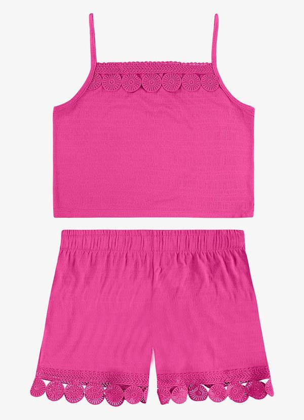 Conjunto Regata com Shorts Infantil Rosa