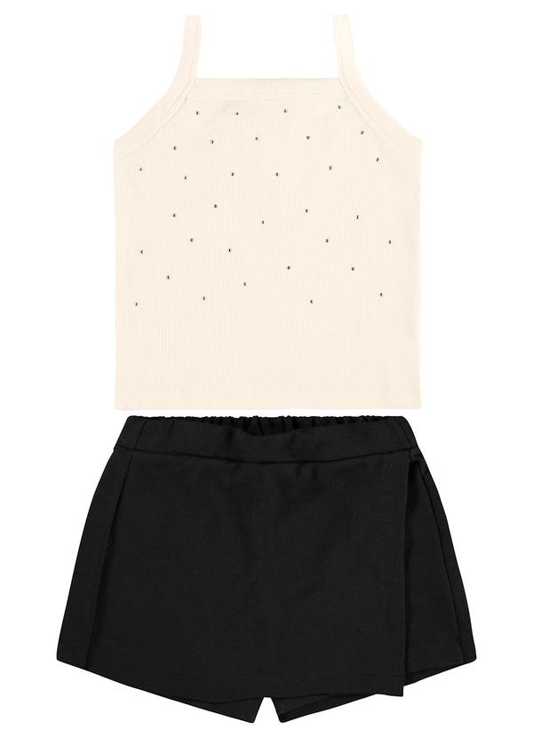 Conjunto Regata com Shorts Saia Bege
