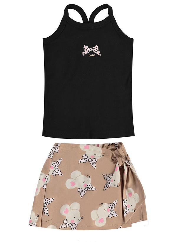Conjunto Regata com Shorts Saia Preto