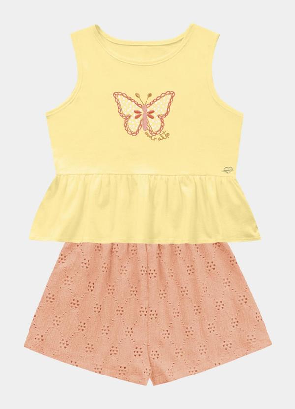 Vista 2 Conjunto Regata e Short Amarelo Fakini Kids Fakini Kids