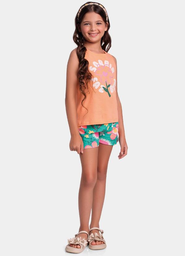 Vista 2 Conjunto Regata e Short Laranja Fakini Kids Fakini Kids