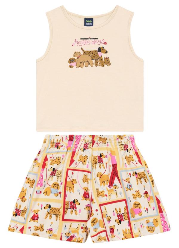 Conjunto Regata e Short para Menina Bee Loop Bege