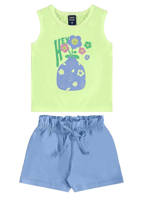 Conjunto Regata Florezinhas Short Verde