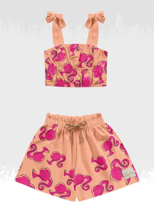 Vista 2 Conjunto Regata/Short Barbie Laranja Barbie