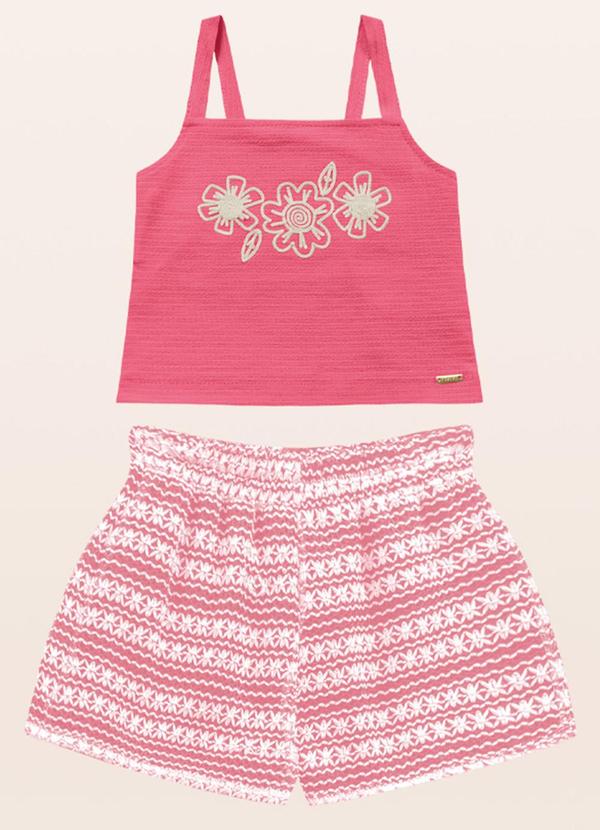 Vista 2 Conjunto Regata/Short Rosa Fakini Kids Fakini Kids