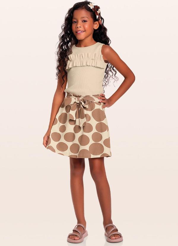 Vista 2 Conjunto Regata/Short-Saia Bege Fakini Kids Fakini Kids