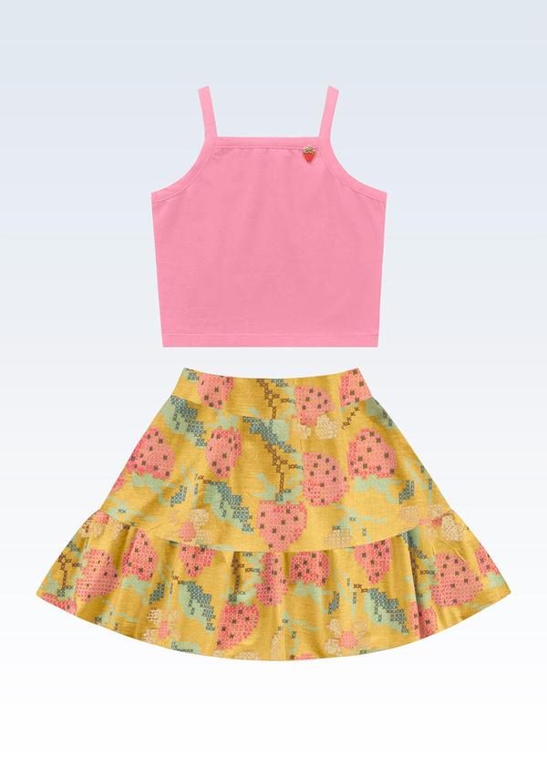 Conjunto Regata/Shorts Saia Rosa