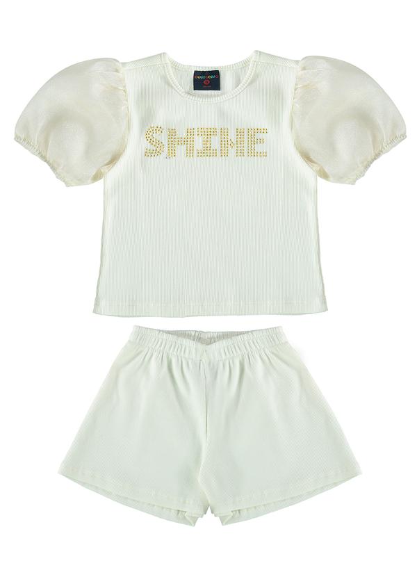 Vista 2 Conjunto Ribana Infantil Menina Branco GULOSEIMA GULOSEIMA