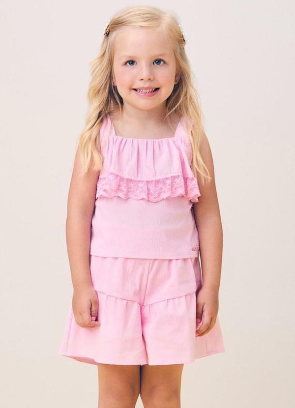 Conjunto Rosa com Babado de Renda