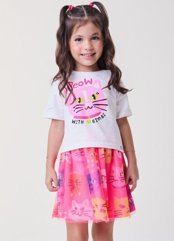 Conjunto Rosa de Tule com Gatinhos Pink