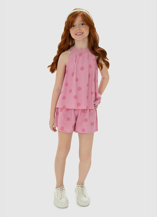 Conjunto Rosa Poá em Viscolinho Menina