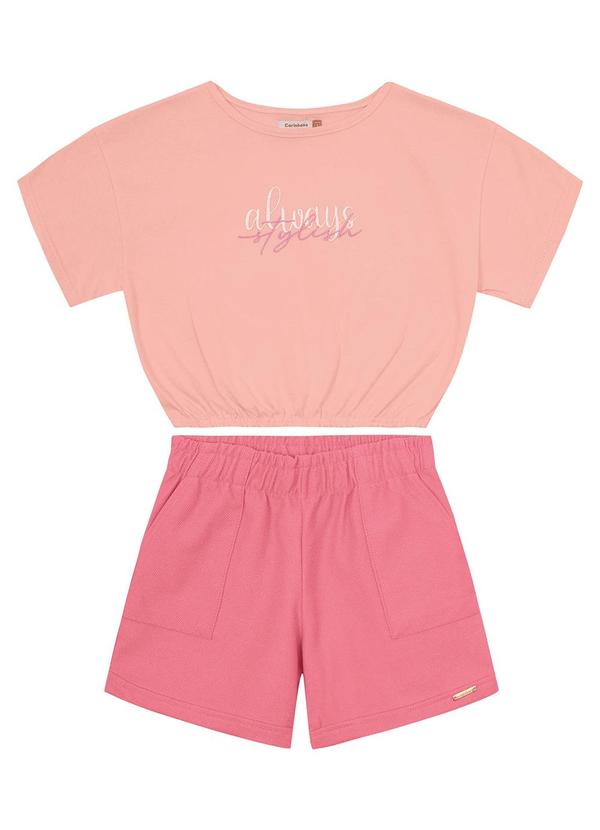 Vista 2 Conjunto Rosê Always Stylish Cropped Menina Carinhoso Carinhoso