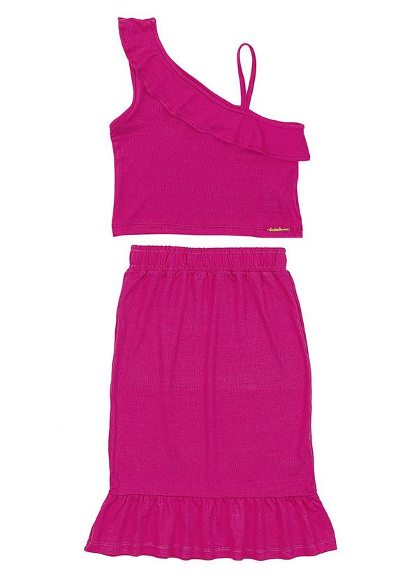 Conjunto Saia Midi e Blusa Infantil Rosa