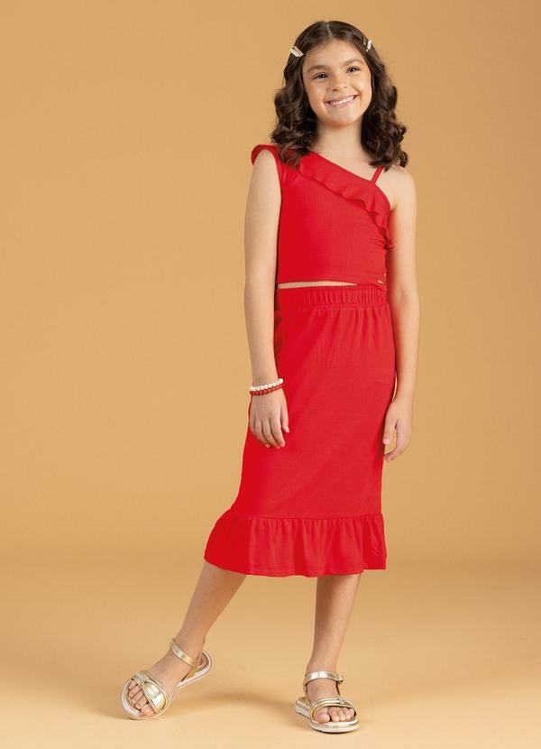 Conjunto Saia Midi e Blusa Infantil Vermelho