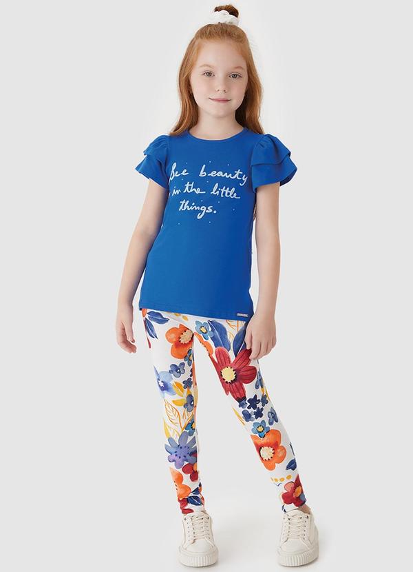 Conjunto See Beauty Floral Menina Azul Escuro