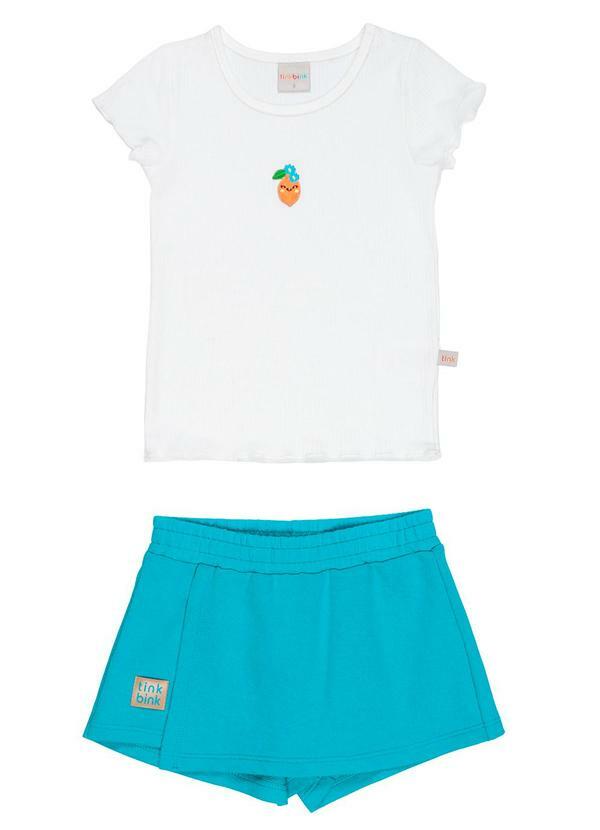 Vista 2 Conjunto Short Saia Azul Tink Bink Tink Bink
