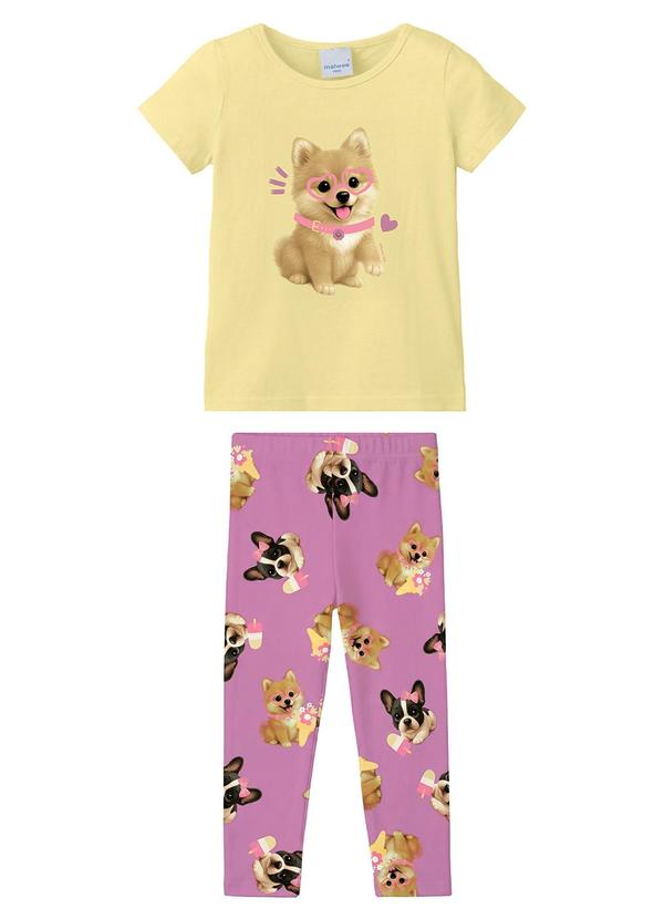 Conjunto Spitz Alemão com Glitter Amarelo Claro