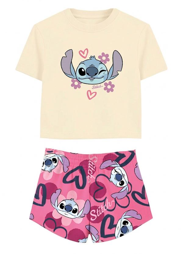 Conjunto Stitch® com Glitter Bege