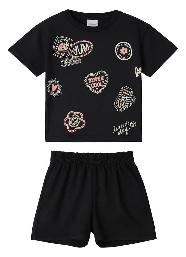 Conjunto Sweet Day Texturizado Preto