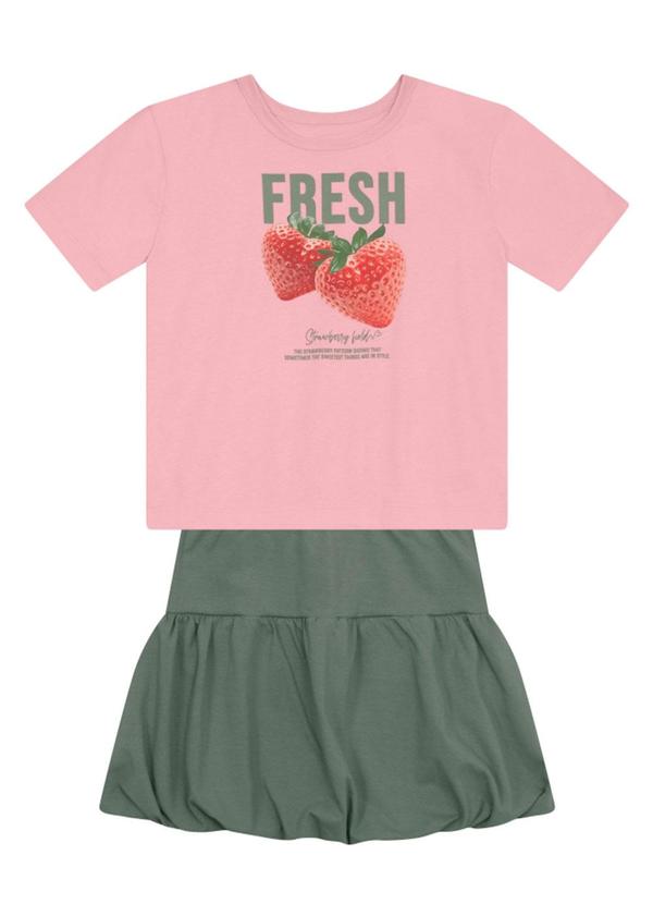 Conjunto Teen Menina de Morango Rosa
