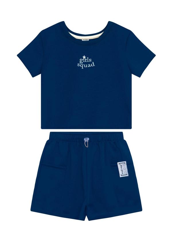 Conjunto Teen Menina em Moletinho Azul