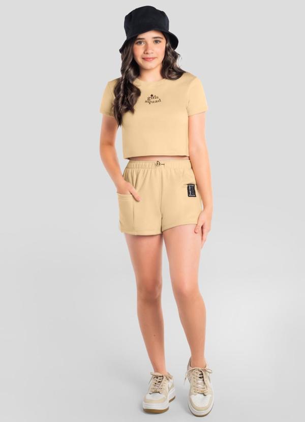 Conjunto Teen Menina em Moletinho Bege