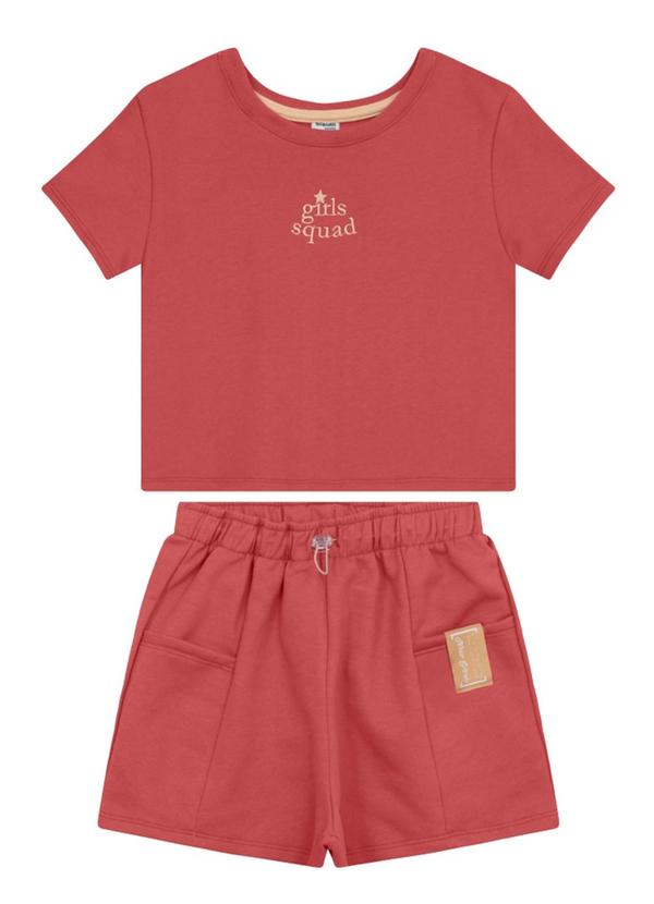 Conjunto Teen Menina em Moletinho Rosa