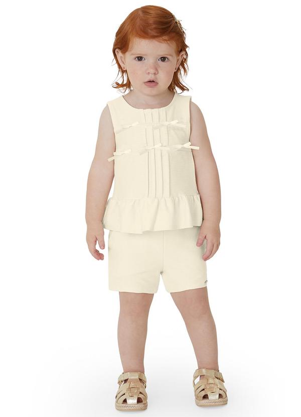 Conjunto Texturizado com Laços Branco