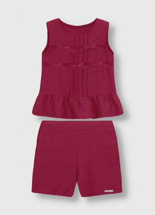 Conjunto Texturizado com Laços Vermelho