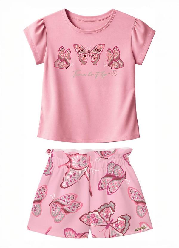 Conjunto Time To Fly com Lantejoulas Rosa