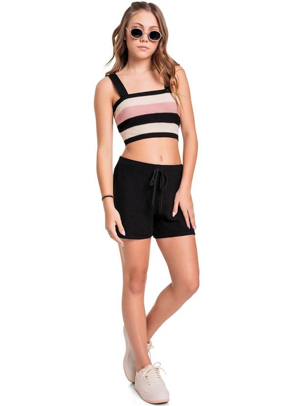 Conjunto Top Cropped e Short Juvenil Preto