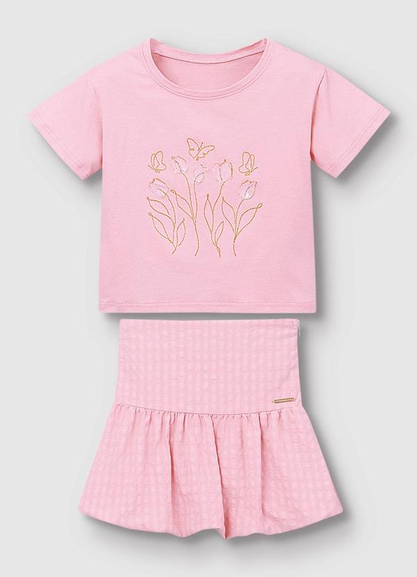 Conjunto Tulipas em Anarruga Rosa Claro