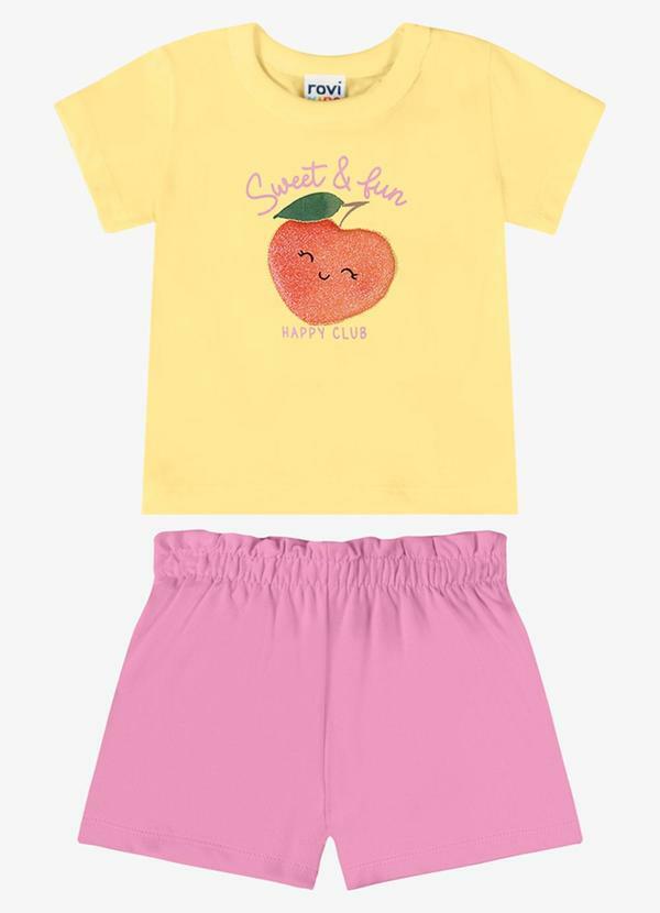 Conjunto Verão Menina com Bordado Amarelo