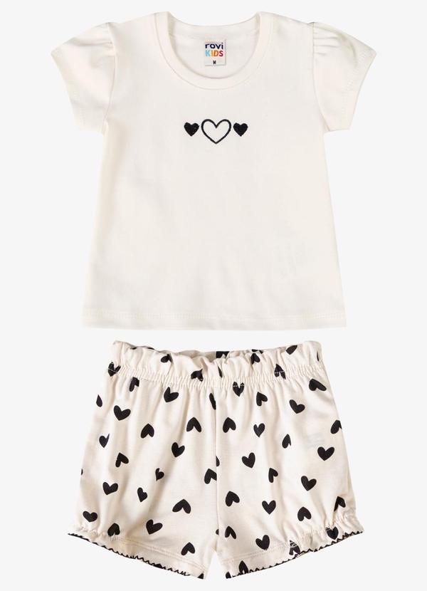 Conjunto Verão Menina com Bordado Bege
