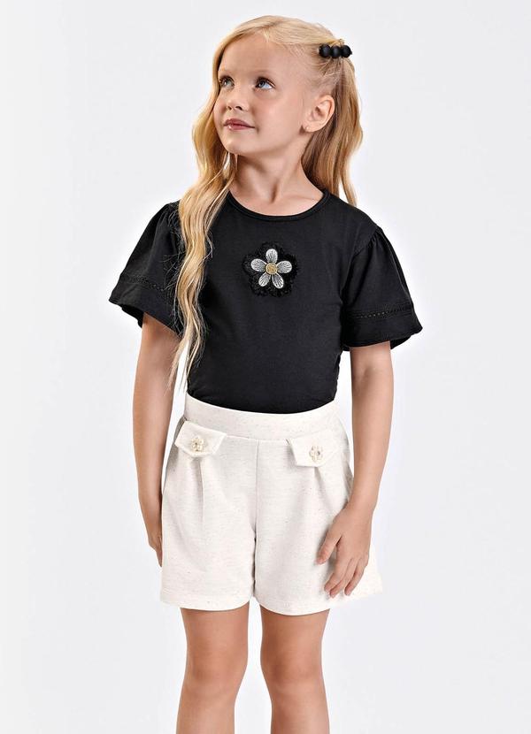 Conjunto Verão Menina com Bordado Preto