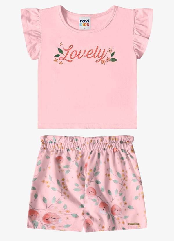 Conjunto Verão Menina com Foil Rosa