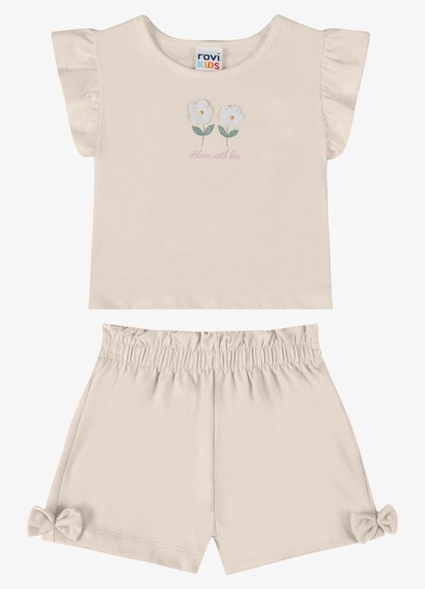 Conjunto Verão Menina com Glitter Bege