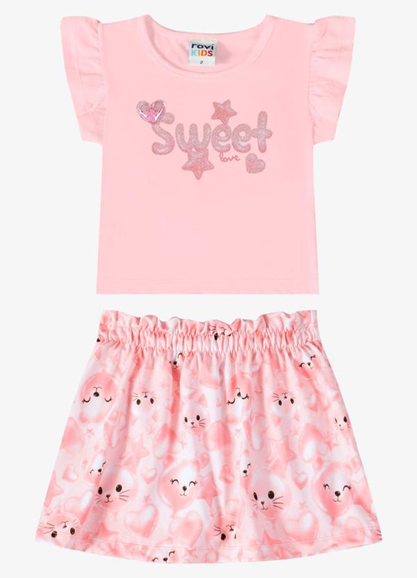 Conjunto Verão Menina com Glitter Rosa