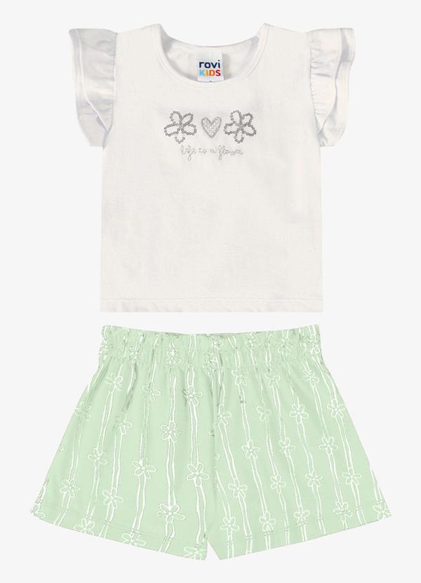 Conjunto Verão Menina com Lantejoulas Bege