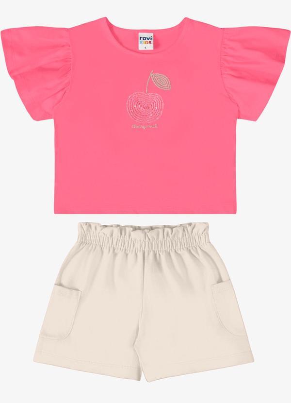 Conjunto Verão Menina com Lantejoulas Rosa