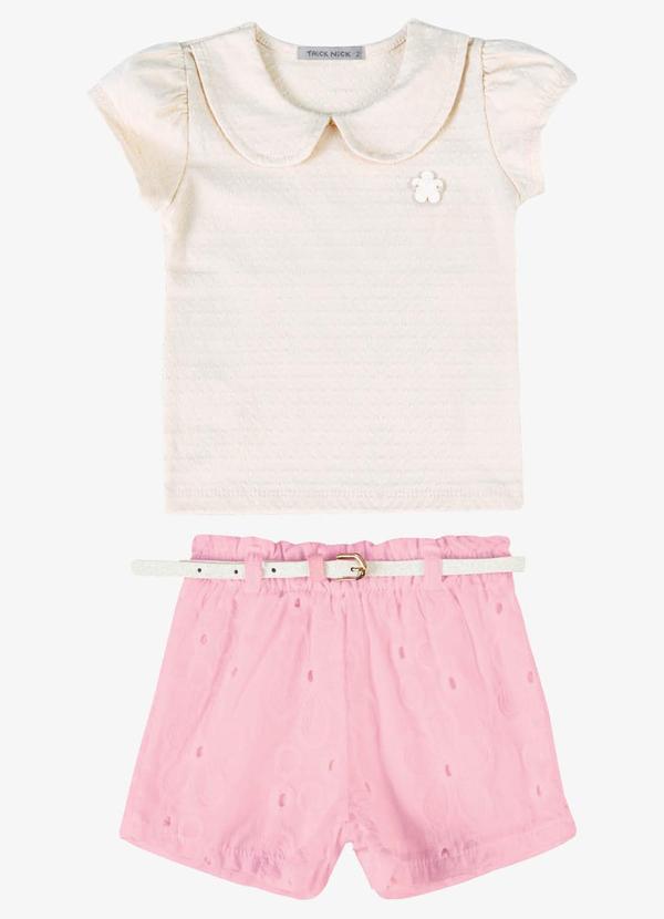 Conjunto Verão Menina com Plaquinha Bege