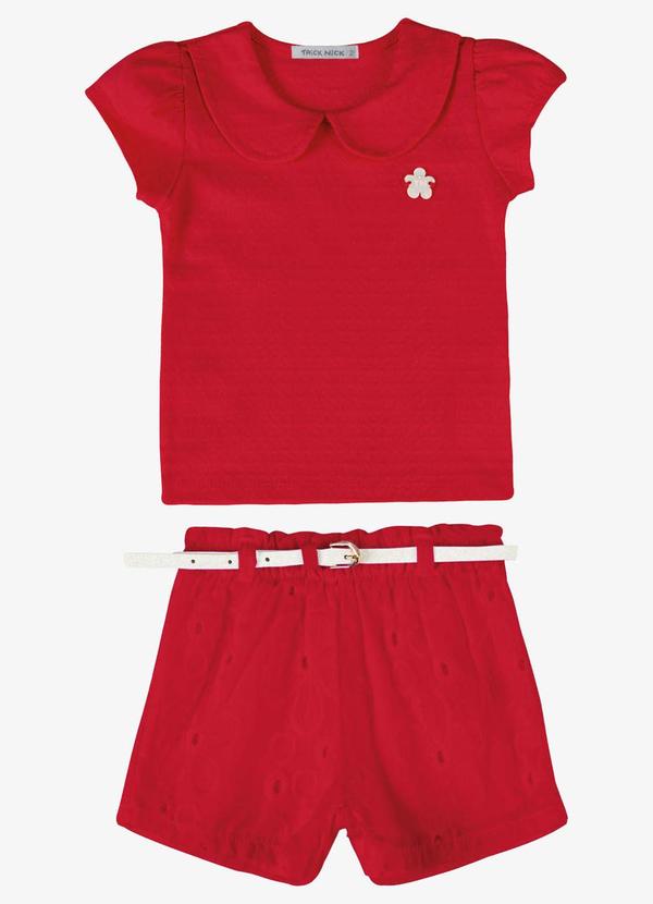 Conjunto Verão Menina com Plaquinha Vermelho