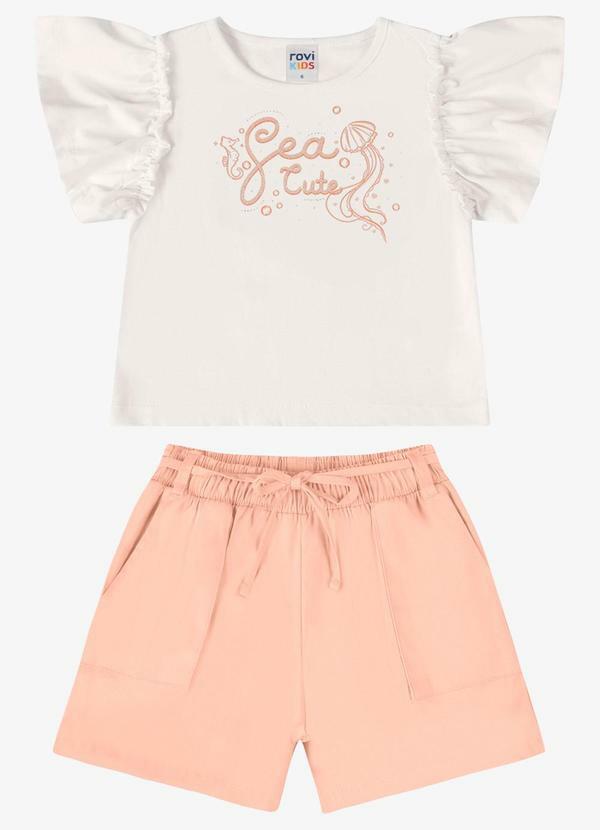 Conjunto Verão Menina com Strass Bege