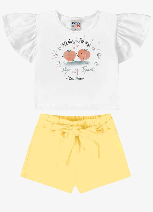 Conjunto Verão Menina com Strass Branco
