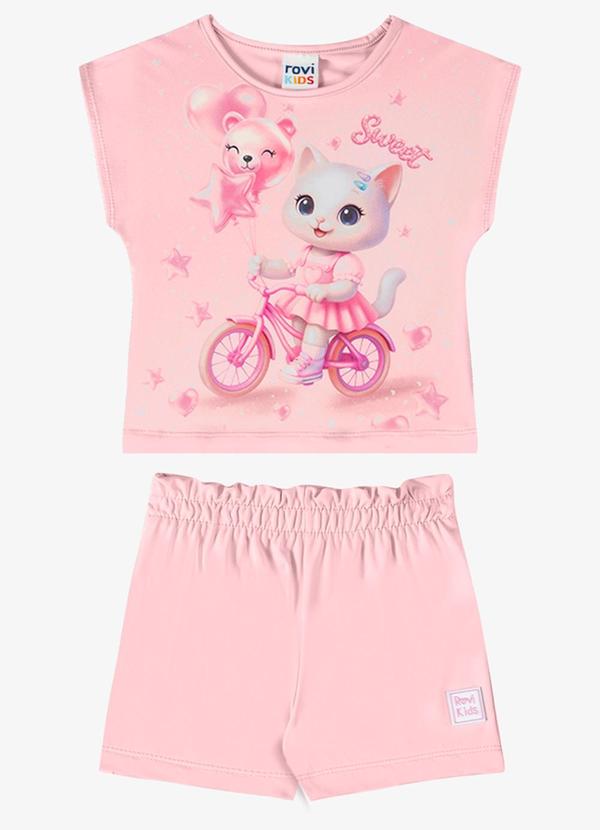 Conjunto Verão Menina com Strass Rosa