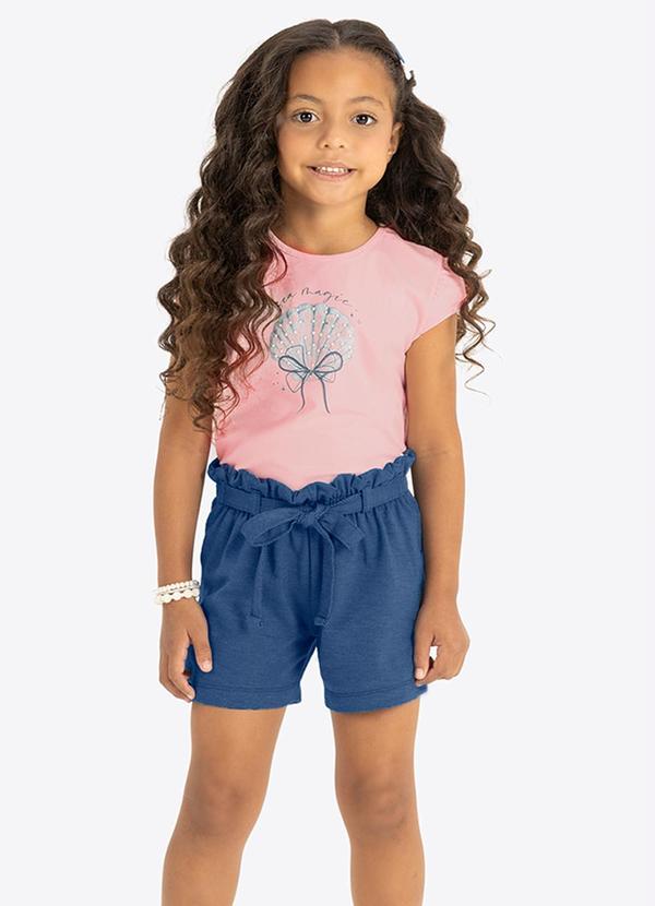 Conjunto Verão Menina com Strass Rosa