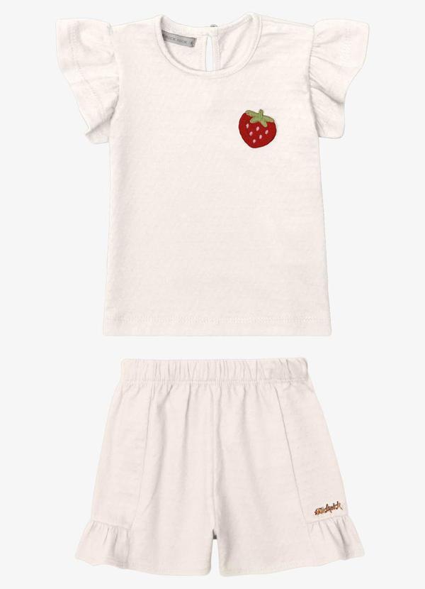 Conjunto Verão Menina Curto com Patch Bege