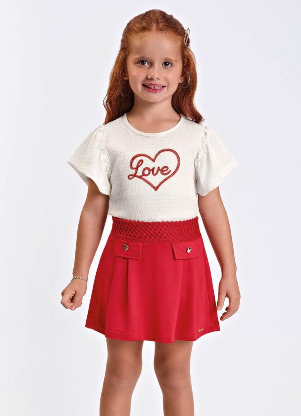 Conjunto Verão Menina Curto com Prega Bege