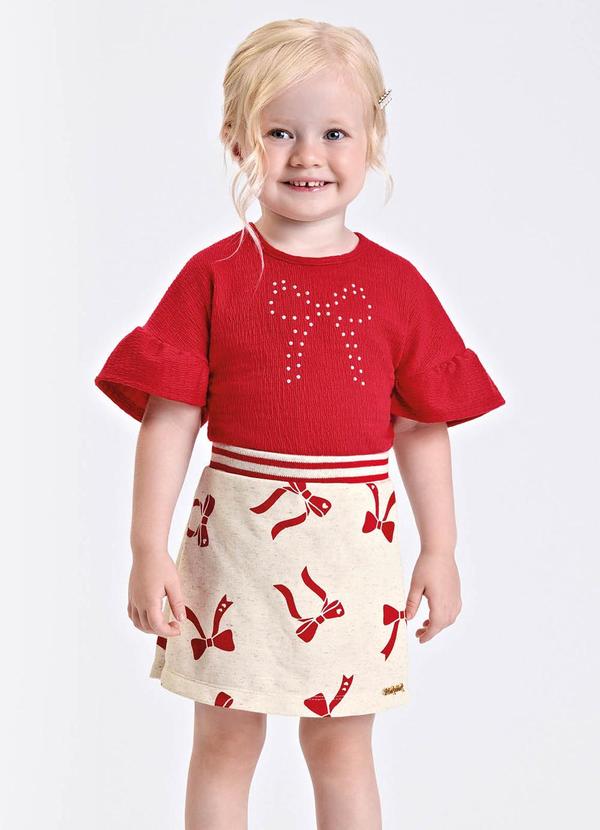 Conjunto Verão Menina Curto Estampado Bege