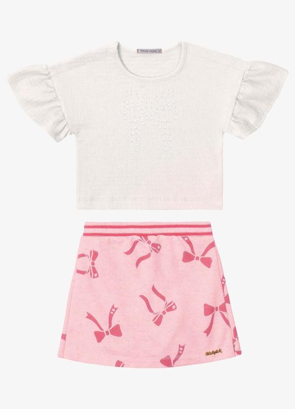 Conjunto Verão Menina Curto Estampado Rosa